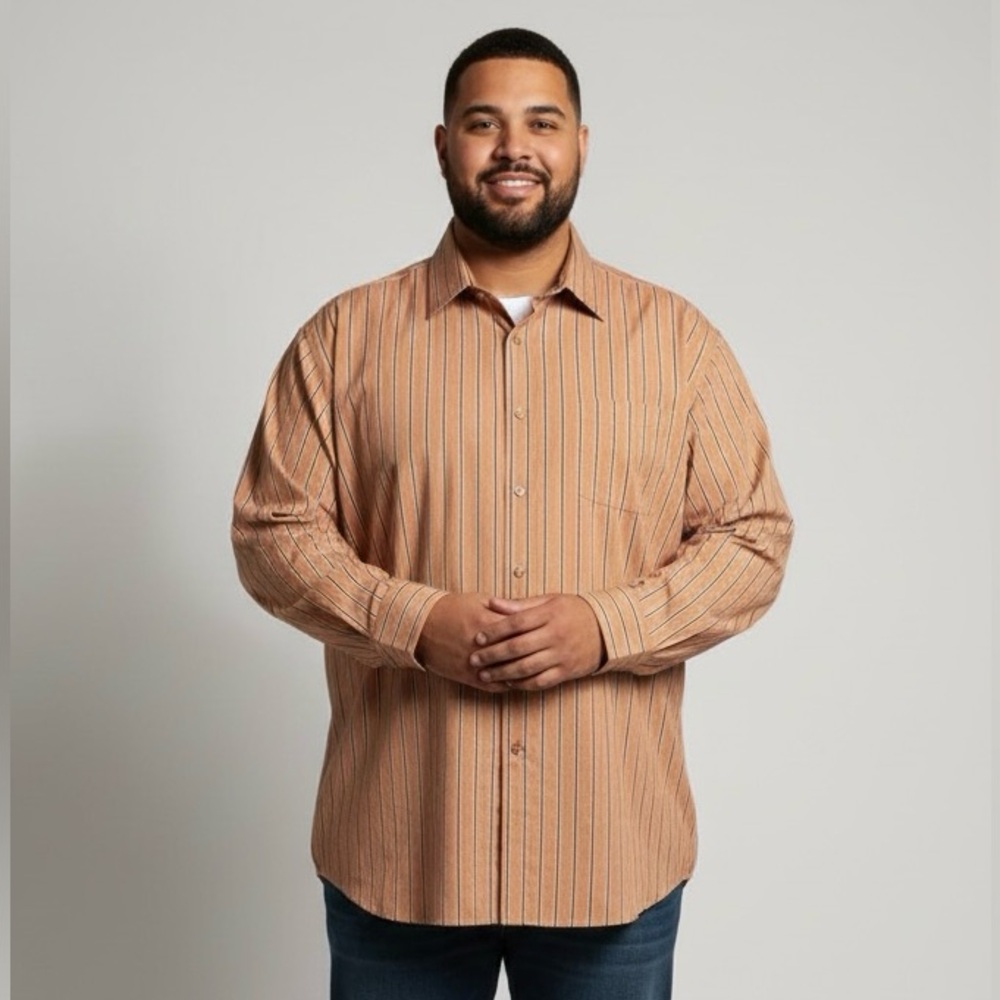 Stacy Adams regular fit long-sleeve pinstriped dress shirt
